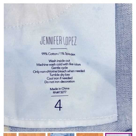 Jennifer Lopez Blue Jean Shorts Distressed Mid-Rise - Picture 3 of 4